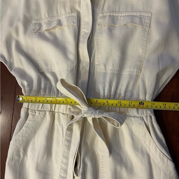 Universal Thread Women's Short Sleeve Linen Boilersuit Casual Jumpsuit Cream 4 - Picture 10 of 13